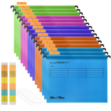 Foolscap Suspension Files, MerryNine 15PCS Polypropylene Filing Cabinet Suspension Files with Tabs and Card Inserts for School Home Work Office