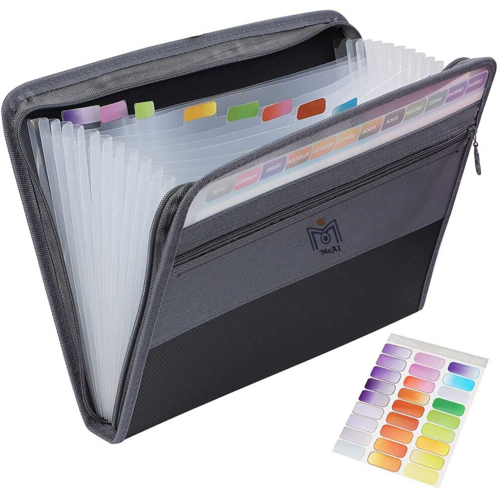 Moal 13 Pockets Portable File Organiser - A4 Water Resistant Expanding File Folders For Paperwork, Fireproof Accordion Document Organiser With Tabs, 5051303179196