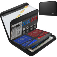 JUNDUN Fireproof Document Organiser - 13 Pockets Expanding File Folder with Zipper & Labels - Portable Waterproof File Organiser with Multi-Pockets