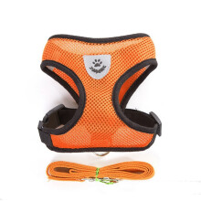 (Orange, L) Soft Mesh Fabric Pet Dog Puppy Adjustable Harness Lead Safety Leash with Clip