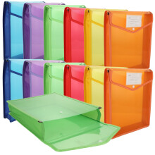GBACHOOSE 12 Pcs A4 Plastic Wallet Folders with Popper, Document Pockets with Button, Envelope File Folder with Card Slots for School Office Home, Red