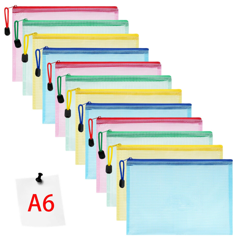 Vicloon Plastic Wallets, 12Pcs A6 Zip Lock Bags Mesh Document Wallet Document Folders Plastic Pockets Zipper File Wallet For School Office Homework 5051303179363