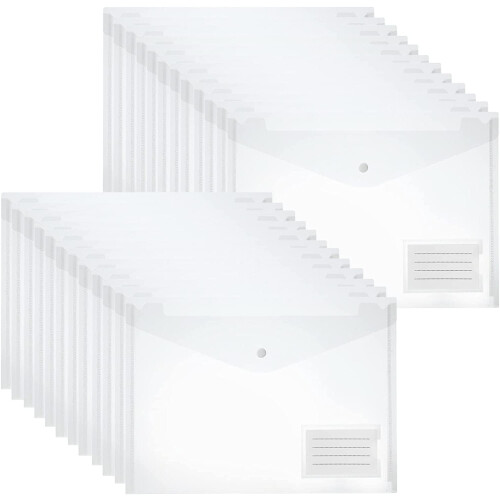 Plastic Wallets Folders - 38 Pcs A4 Clear Plastic Popper Wallet Document Folder with Button Closure - AVARTEK