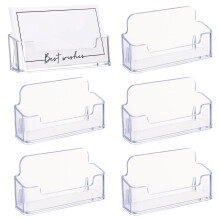 Partideal 6 Pcs Business Card Holders,Office Clear Business Card Stand,Desktop Front Desk Display for Women and Man,Personalised Acrylic Card Holders