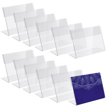 hocadon 12PCS Clear Acrylic Sign Holder 6 x 4inch, Acrylic Sign Display Holder, Menu Stand 15x10 cm, Table Sign Holder for Poster, Photo, Office,