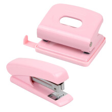 Cozlly Pink Hole Punch and Mini Stapler Set: Ergonomic Table Stapler for Office, Study, Home