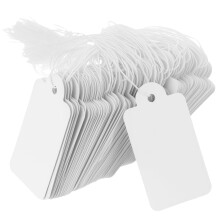 QWORK? 500 Pcs White Price Tags 45 x 25 mm with String, Blank Price Labels for Jewelry and Clothing Display
