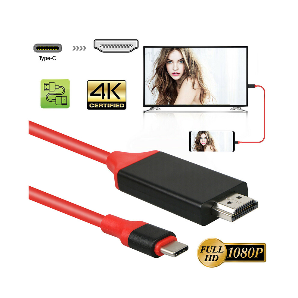For Samsung Galaxy S10 S9+ Macbook Type-C Usb-C To Hdmi-Compatible Hdtv 4K Cable Adapter Gold 110691424815
