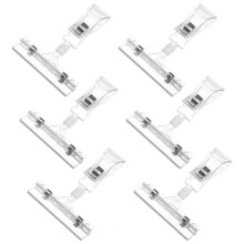 6 Pcs Label Holders Sign Clip Plastic Clear Rotatable Sign Clips Double Sided Swivel Price Tag Clips On Clothing Rack Signs Rotatable Menu Clips for