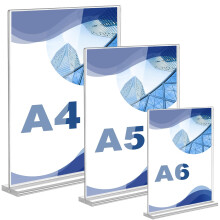 3Pcs T-Shaped Clear Sign Holder, A4+A5+A6 Acrylic Sign Holder, Transparent Menu Display Stand, Double Sided Table Stand, Plastic Table Top Paper