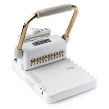Universal Cinch Premium Binding Machine, 20 Binding Variations, White and Gold, with Wire Sizing Guide and Centering Ruler