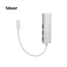 (Silver) Type C USB 3.1 to HUB 3 Port & RJ45 Gigabit Ethernet Adapter 3.0 USB-C