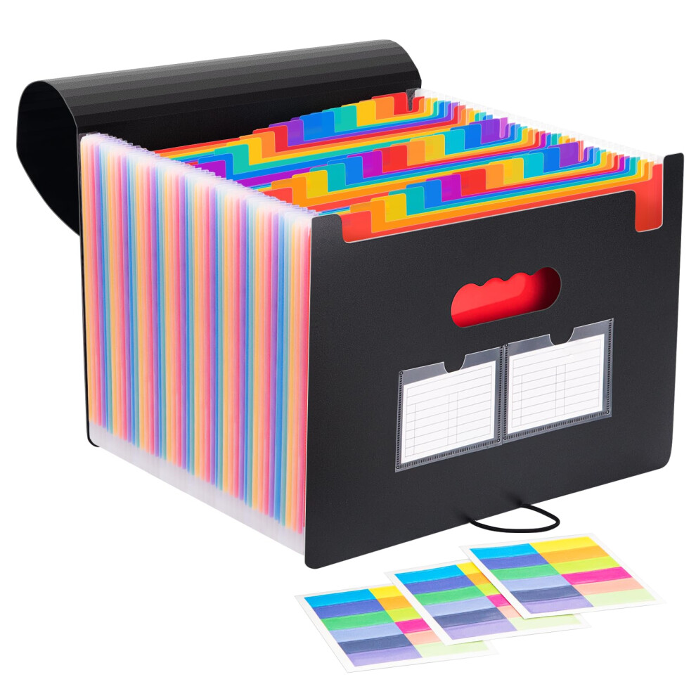 Jefure Accordion File Organiser A4, 37 Pockets Expanding File Folder, Document Organiser With Sticker Cards, Portable Receipts Paperwork Organiser For 5051303178977