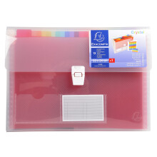 Exacompta - Ref 55298E - Crystal Multipart Expanding Case - 330 x 250mm in Size, Ideal for A4 Size Documents, 13 Tabbed Sections, Holds up to 400