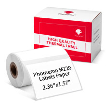 Phomemo M220 Thermal Sticker Label Paper Compatible with M220 M250 M221 M421 Label Printer, 60x40mm(2.35"x 1.57"), 180 Labels/Roll, for Barcode, Name,