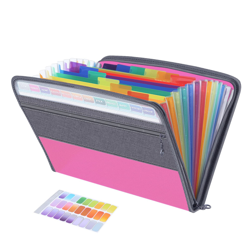 Fun File Organiser,13 Pockets Folder Document Organiser Box Files And Folders For Paperwork A4,Rainbow Expanding Concertina Filing Folder,Plastic 5051303184459