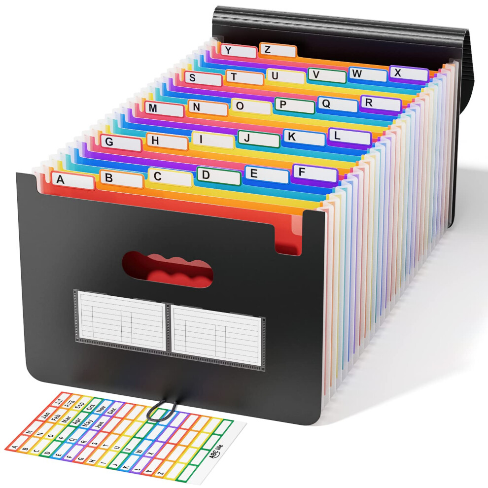 Abc Life Expanding File Folder, 26 Pockets A4 Accordion File Organiser, Portable Rainbow Document Filing Box, Accordian Monthly Bill Receipt Paperwork 5051303183278