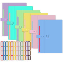 KAHEIGN 6Pcs A4 Expanding File Folders, 5 Pockets File Folder with Snap Closure Letter Size Accordion Document Paper Organizer for Home School Office