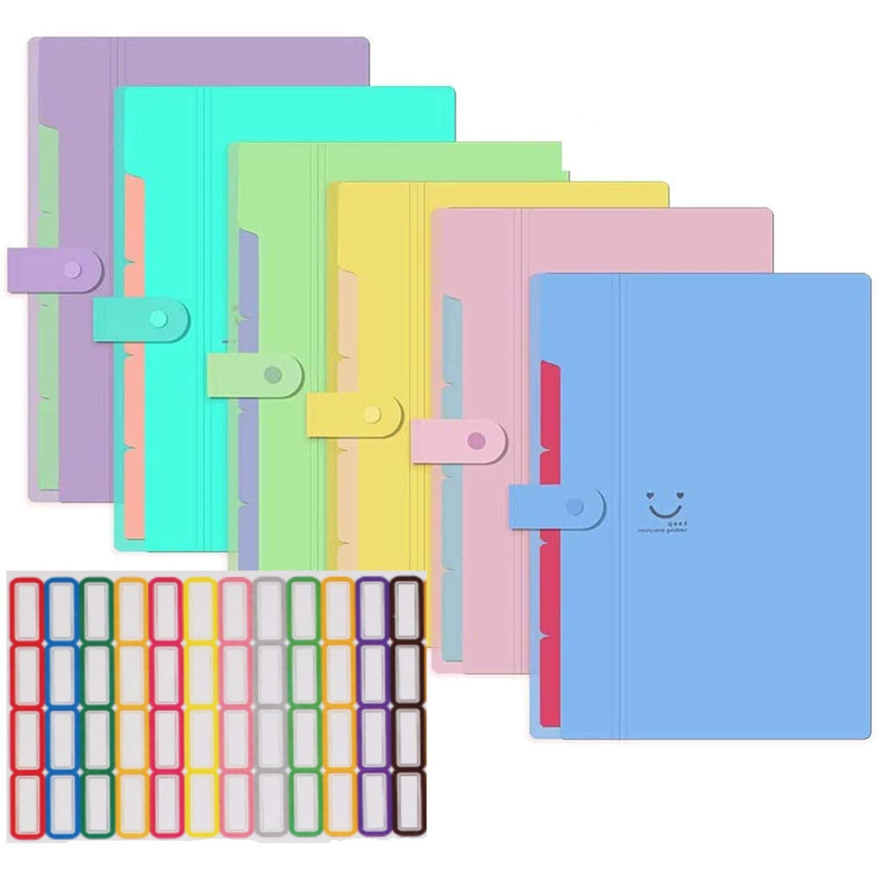 Kaheign 6Pcs A4 Expanding File Folders, 5 Pockets File Folder With Snap Closure Letter Size Accordion Document Paper Organizer For Home School Office 5051303185463