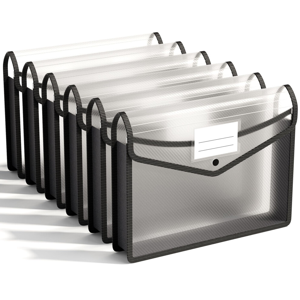 A4 Plastic Wallets, 6 Pcs Popper Wallet Plastic File Folder Poly Envelope Expanding File Wallet Document Folder With Snap Closure And Card Slot, 5051303181502