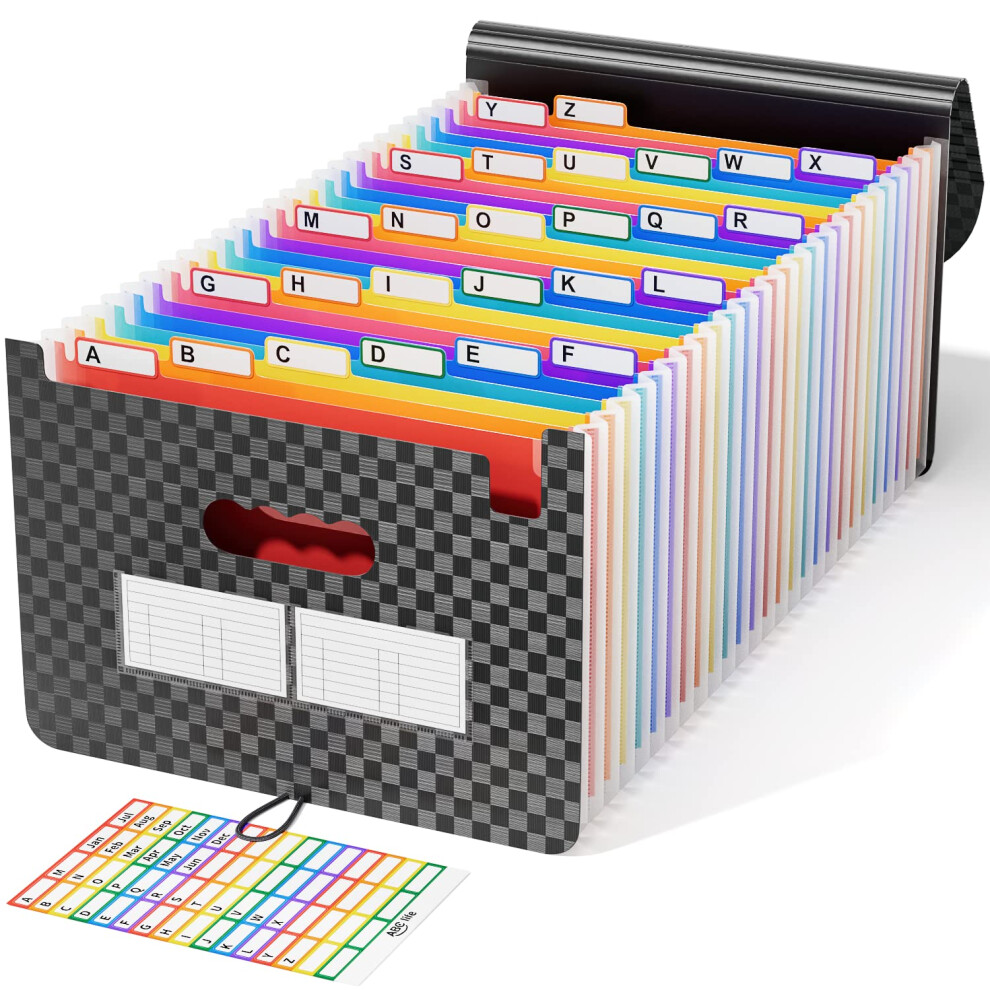 Abc Life Expanding File Organisers With Grid Pattern,26 Pockets Filling Boxes Document Organiser, Accordion A4 Desk Folders Expandable, Portable Files 5051303185487
