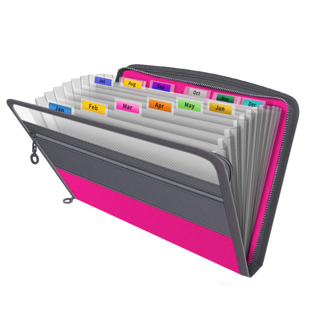 Expanding File Folder,Fun Storage Document Organiser Box Files,13 Pockets Zip Filing Folders,5 Colours,Accordian File Folder With Tabs,Expandable 5051303184046