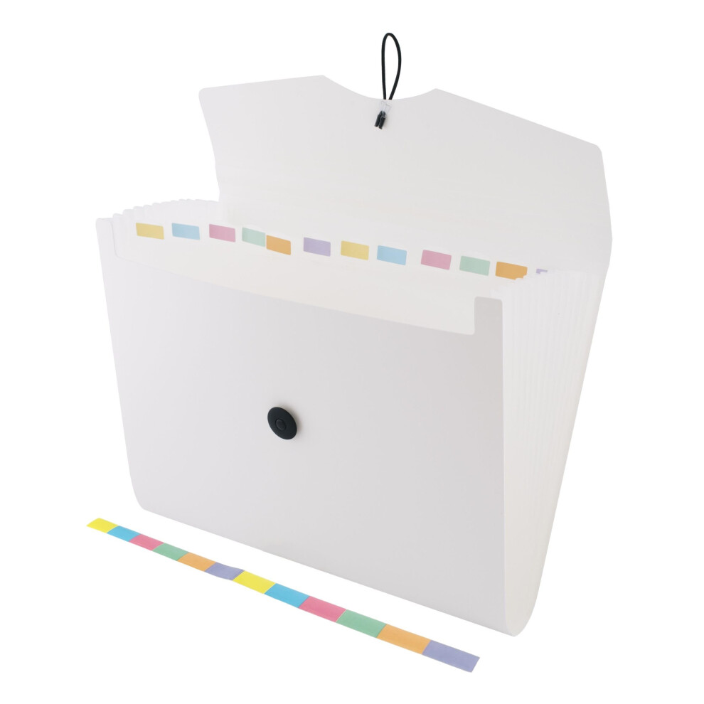 D.rect 5580 Expandable Expanding File 12 Compartments A4 White 5051303185609