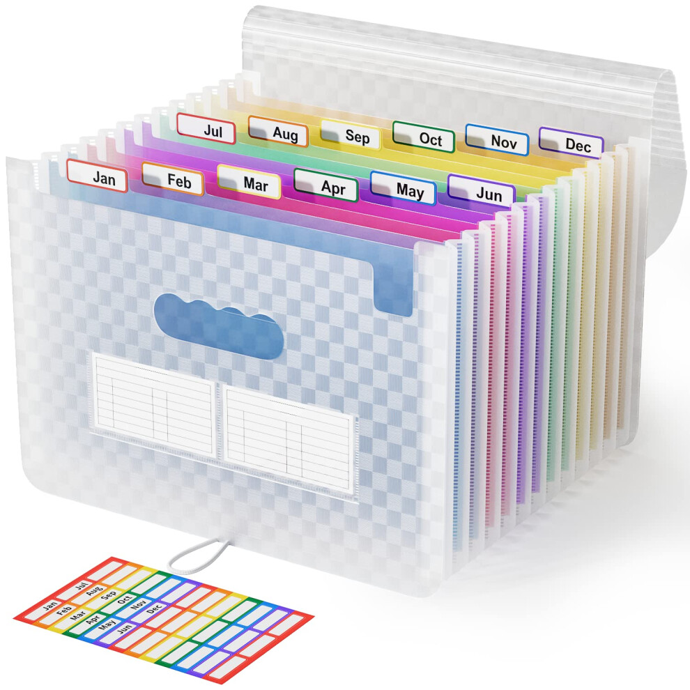 Abc Life A4 Expanding File Organiser With Grid Pattern,13 Pockets Expandable Filling Boxes Documents Organiser,Accordion A4 Desk Folders,Portable 5051303181335