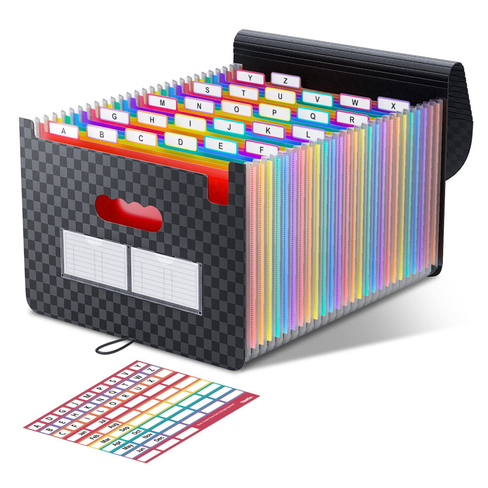 Thinktex Accordion? File Organiser, 26 Pockets Expanding File Folders, Monthly Bill Receipt Documents Organiser, Colorful Tabs, Letter/A4 Size 5051303185104