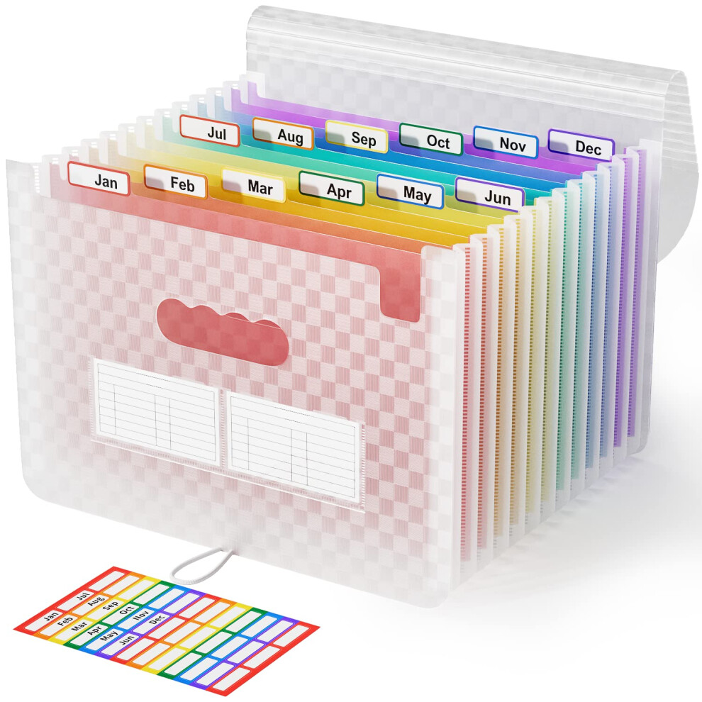 Abc Life A4 Expanding File Organiser With Grid Pattern,13 Pockets Expandable Filling Boxes Documents Organiser,Accordion A4 Desk Folders,Portable 5051303175211