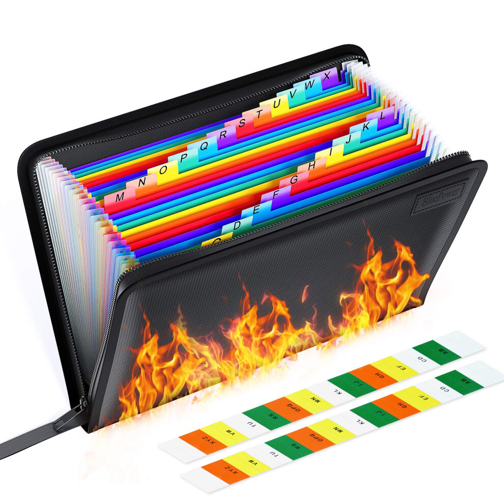 Thinktex Important Document Organiser, Fireproof & Waterproof, 24 Pockets Zippered Accordion? Files, Colorful Tabs, Letter/A4 Size 5051303181816