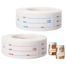 2Rolls 1000Pcs Food Labels Stickers, 1 x 2 Inch Water & Oil Resistant Self-Adhesive Removable Freezer Labels Easy Peel Off, Suitable for
