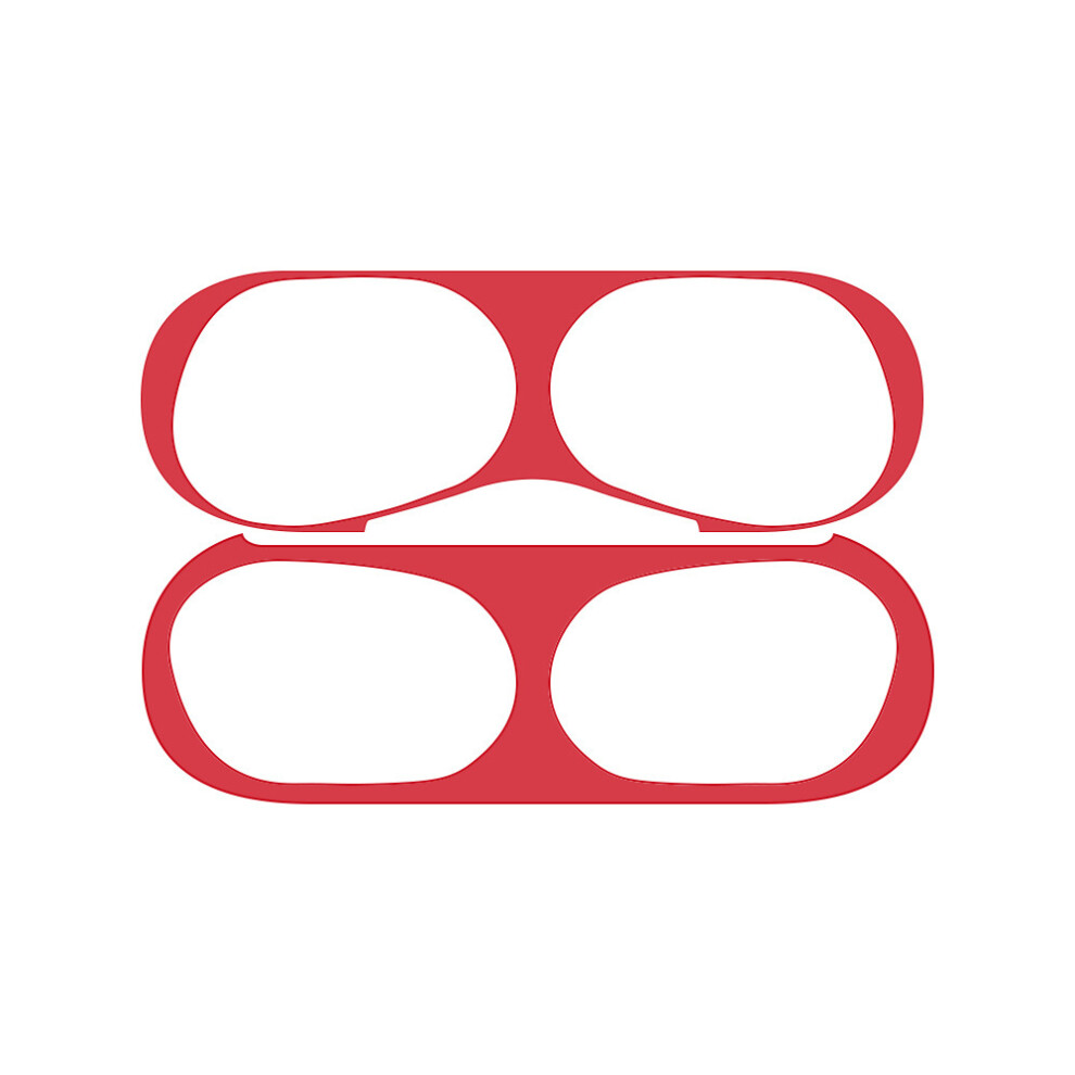 (Red) Dust Guard Metal Plating Protective Sticker For Apple Airpods Pro Bluetooth Earphones Red 110691420114