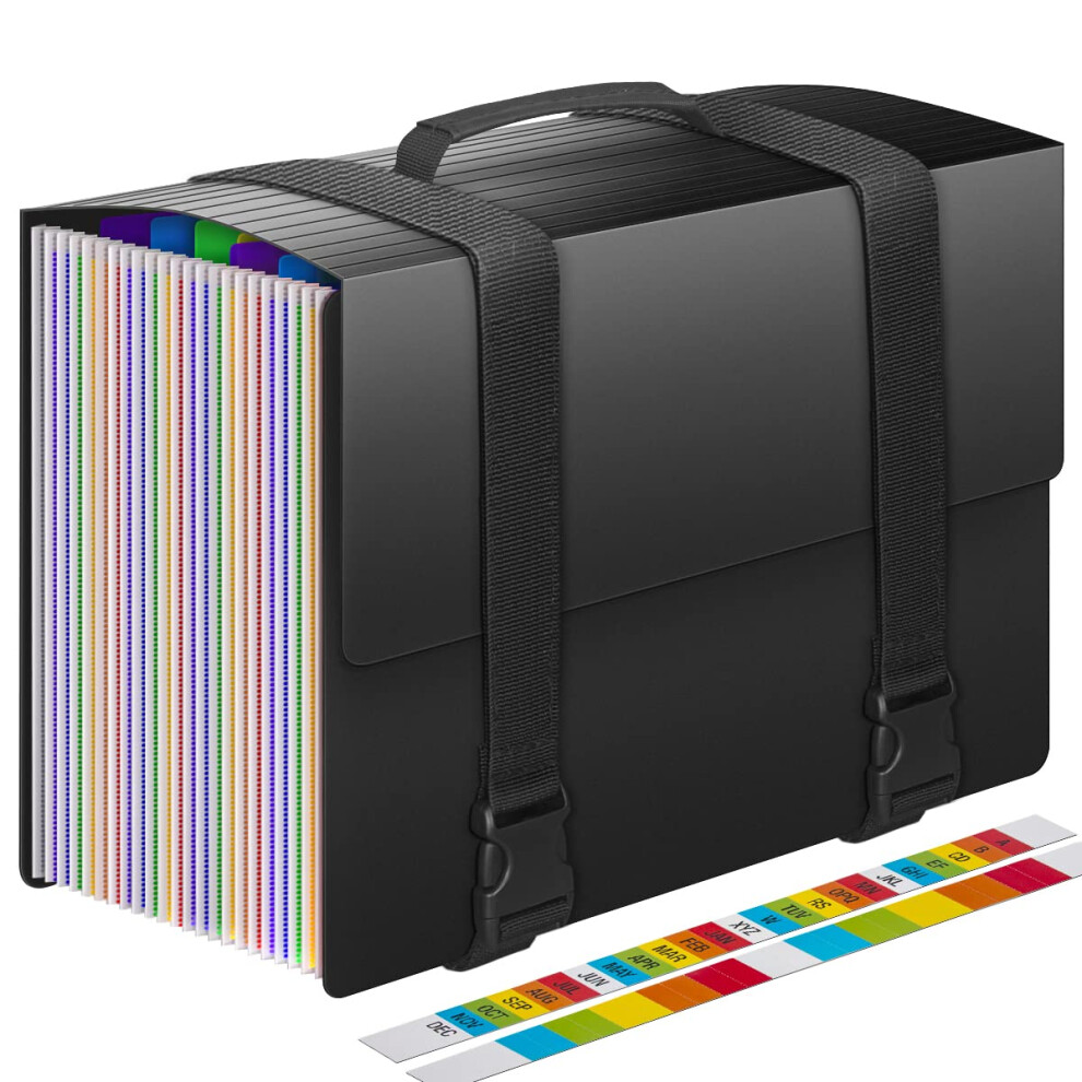 File Organiser Document Organiser Filing Box File Folders With Handle,25 Pockets Expanding File Box,Expandable Filing Folder,Document Folders For 5051303180901