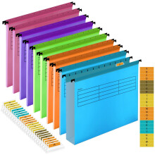 A4 Suspension File, 15 PCS Polypropylene Filing Cabinet Suspension Files with Tabs and Card Inserts A4 Hanging Filing Folders for Office Organization