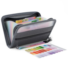 NAFY A6 Size 13-PocketAccordion File Organizer Wallet, 8x5.3 Inches, Coupon Receipt Holder with Zipper