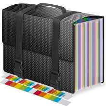 Expanding File Organiser Box Files Folders with Handle,25 Pockets Portable Filing Folder,Concertina Files and Folders for Paperwork A4,Expandable