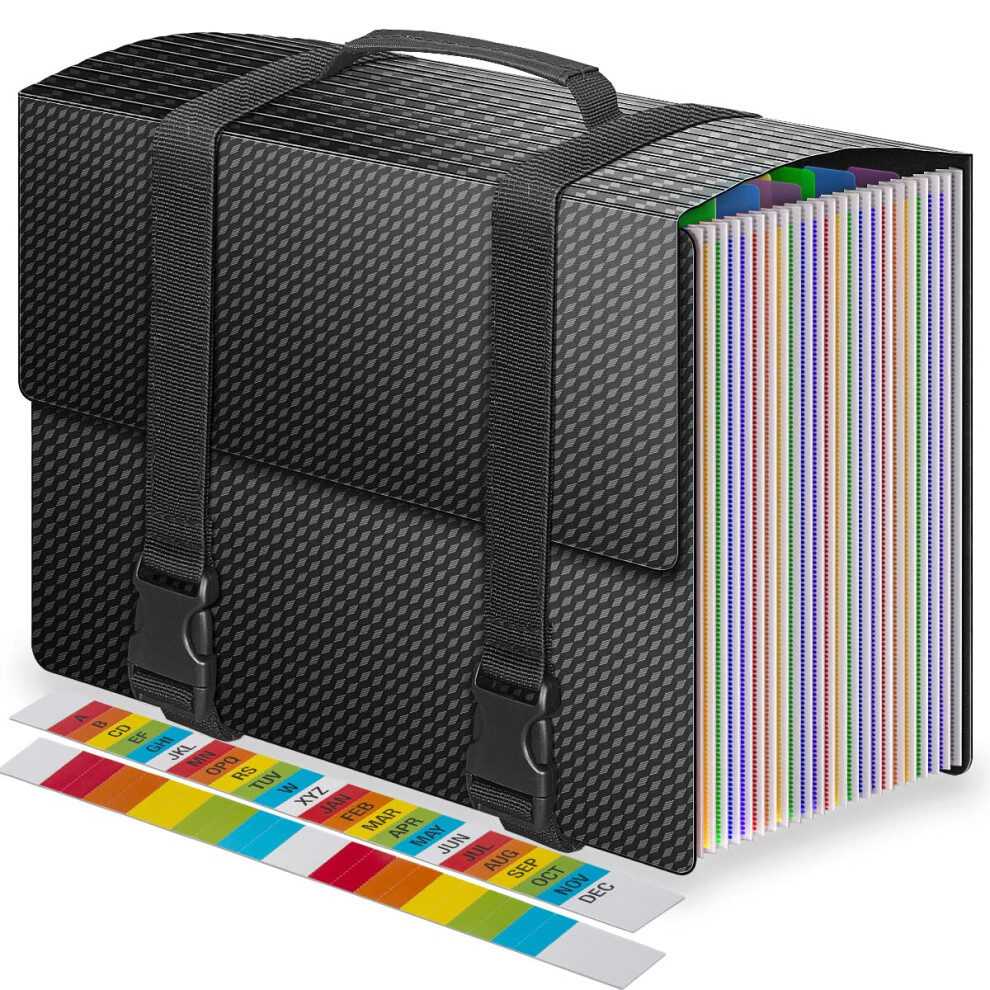 Expanding File Organiser Box Files Folders With Handle,25 Pockets Portable Filing Folder,Concertina Files And Folders For Paperwork A4,Expandable 5051303183896