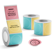 NIIMBOT Labels for B1 B21 B3S Label Maker, 1.3'' x 1.3'' (34x34mm) Self-Adhesive Thermal Laminated Waterproof, Oil-Proof Personalized Editable