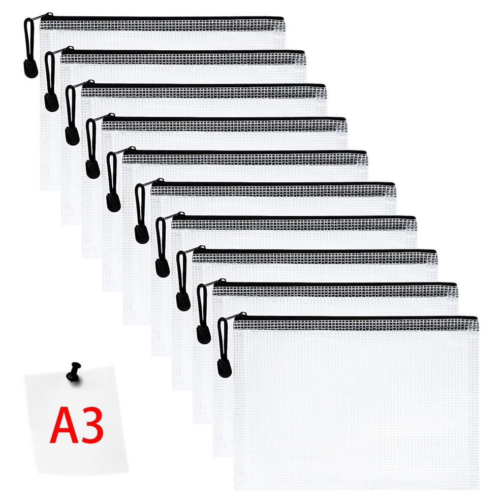 Photos - File Folder / Lever Arch File Vicloon Plastic Wallets, 10Pcs A3 Plastic Pockets Zipper File Wallet, Zip Lock Bags Mesh Document Wallet Document Folders fo