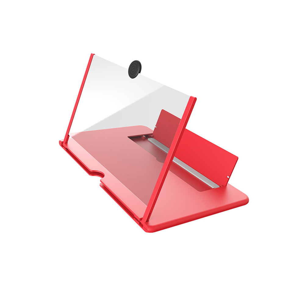 (Red) 12" Folding Mobile Phone Screen Magnifier 3D Hd Vedio Amplifier Stand Bracket Red 110691425065
