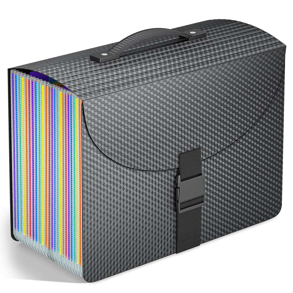 Vanulee 25 Pockets File Organiser Box File Folder,Document Organiser Concertina File Expanding Folders For A4 Paperwork,Paper Bills Receipt Plastic 5051303182998