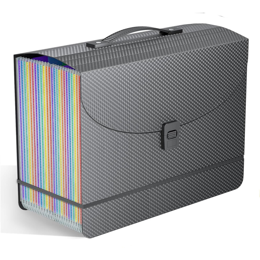 25 Pockets File Organiser Box File Folder Document Organiser With Handle,Expanding Filing Folders Concertina Files For Paperwork,Bill Receipt Paper 5051303182691
