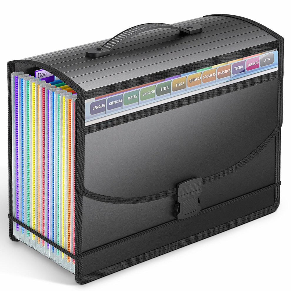 Vanulee File Organiser Document Organiser Box File Folders,12 Pockets Expanding File Folder,Concertina Files For Paperwork A4,Expandable Filing Folder 5051303183148