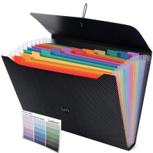 Lamitocs Expanding File Folder A4,13 Pockets File Organiser with Colored Tags, Paperwork A4 Plastic Wallet Document Storage Expander for School,Office
