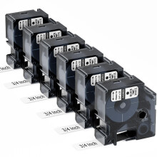 6X Replace for DYMO 19mm x 7m D1 Label Tape 45803 S0720830 Self-Adhesive Label Printer Tape, for Dymo LabelManager 360D 420P 450D 500TS 450 Duo