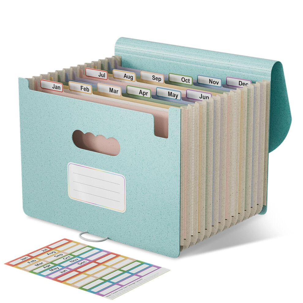 Ecostash Accordion File Organiser, 12 Pockets Wheat Straw Expanding File Folders, Monthly Filling Document Organiser, Bpa Free, Return To Nature, 5051303185067