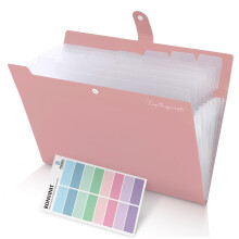 KONVINIT A4 File Organiser - Organiser Folder with 8 Pockets Expanding Folder Portable Plastic Expandable File Folder with Colored Labels,High