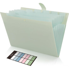 Skydue Expanding File with 8 Compartments, A4 Folder / Document Bag Organiser for Office, Home, School Documents (Light Green)