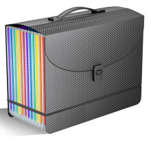 Expanding File Organiser Box File Folder with Handle,13 Pockets Filing Folders Concertina Files for Paperwork A4,Bill Receipt Paper Document Organiser
